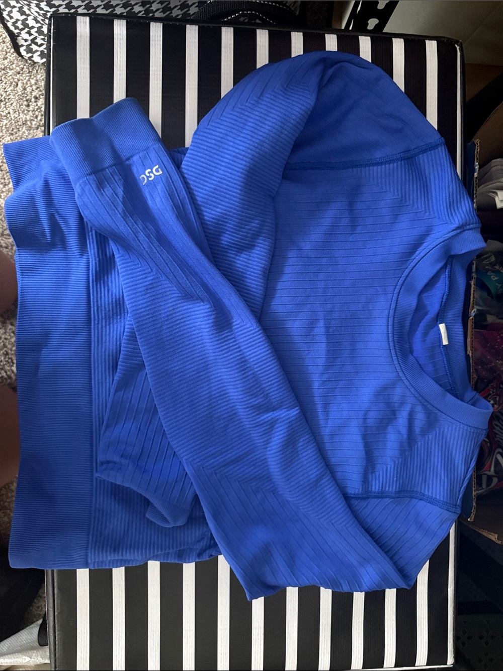 Royal Blue Ribbed Long Sleeve athletic Top